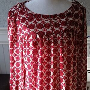 Loft Floral Red and White Women's Top